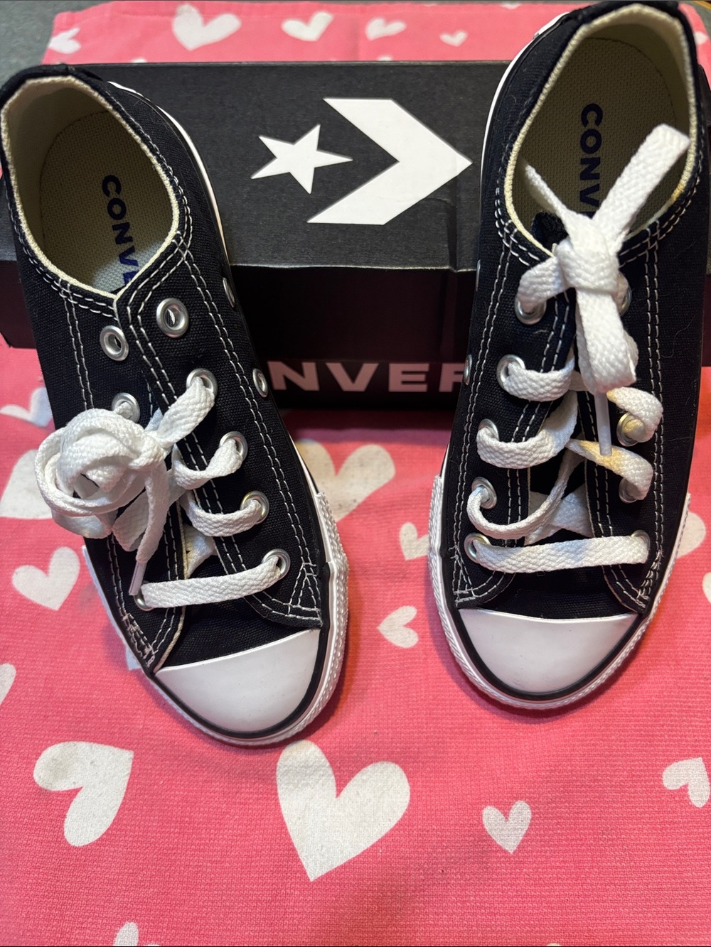 Converse Kids Black and White Low Top Canvas Sneakers
